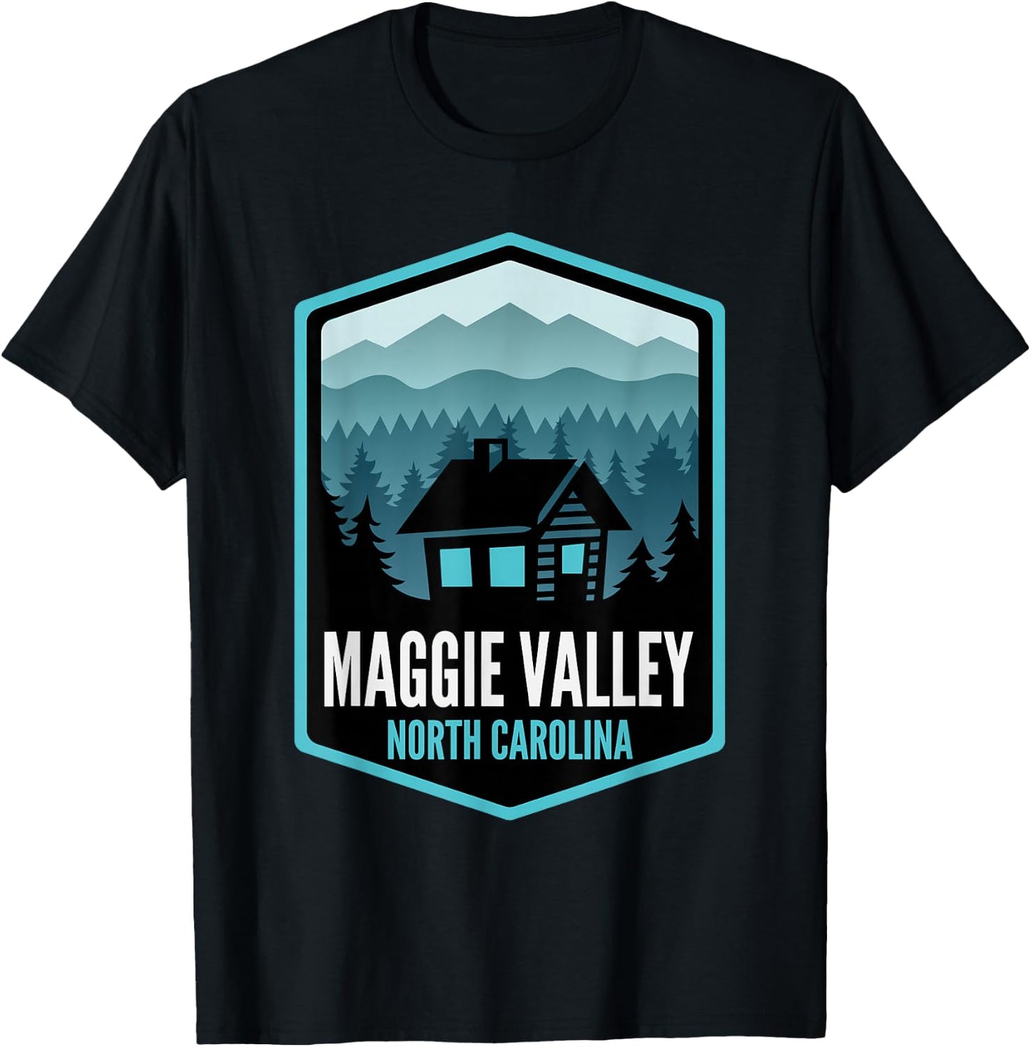 Maggie Valley North Carolina Cabin T-Shirt - T-Shirt | Black
