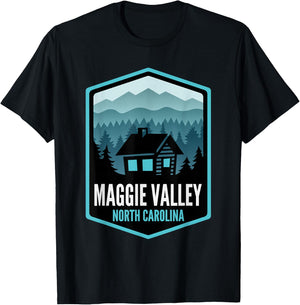 Maggie Valley North Carolina Cabin T-Shirt - T-Shirt | Black