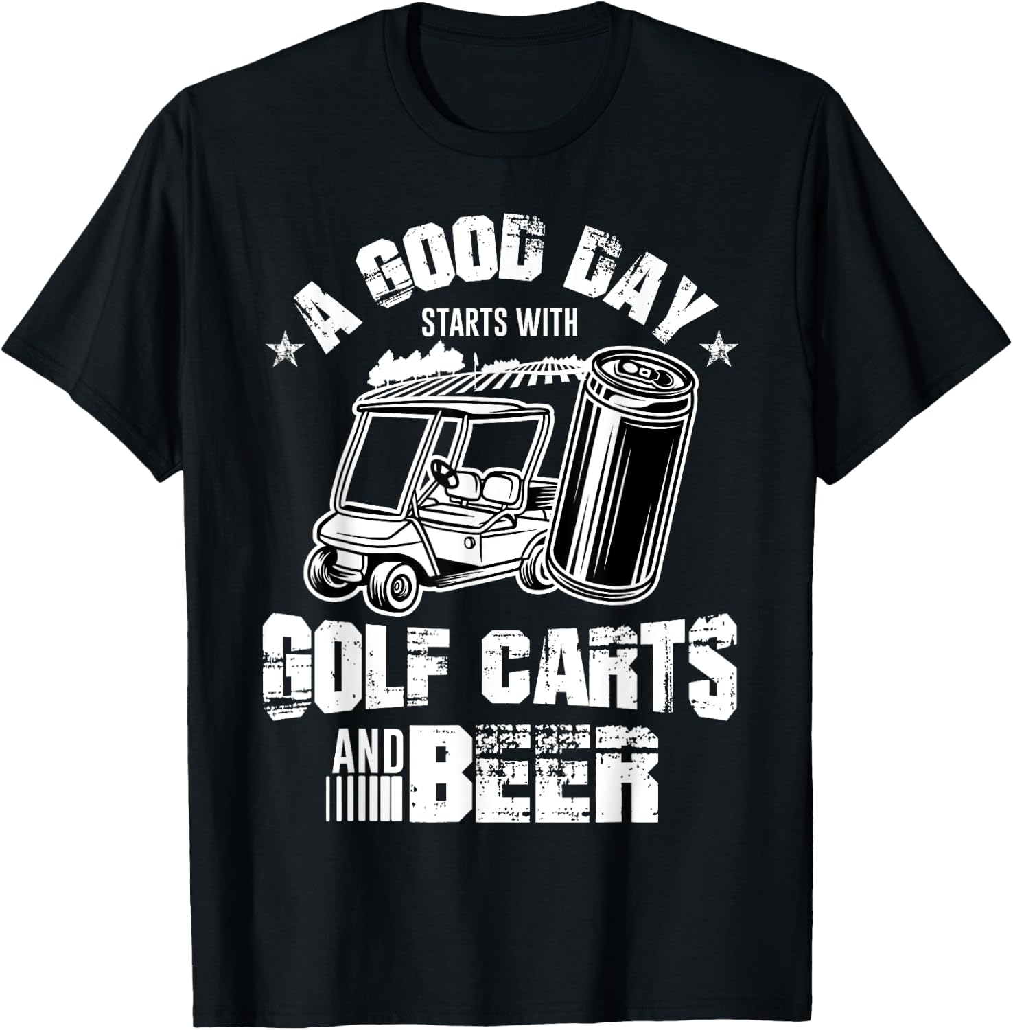 A Good Day Starts With Golf Carts and Beer Cool Golf Player T-Shirt - T-Shirt | Black