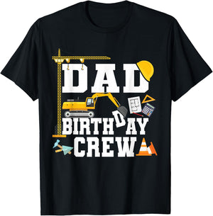 Dad Birthday Crew Shirt Construction Birthday Party T-Shirt - T-Shirt | Black