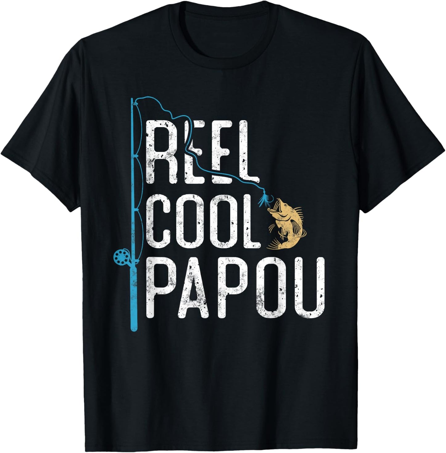 Reel Cool Papou vintage funny fishing rod gifts for Papou T-Shirt - T-Shirt | Black