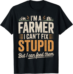 Funny Farmer Tractor Quote Rustic Farm Humor Graphic T-Shirt - T-Shirt | Black