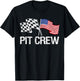 Pit Crew for Race Car Parties USA Racing Flag T-Shirt - T-Shirt | Black