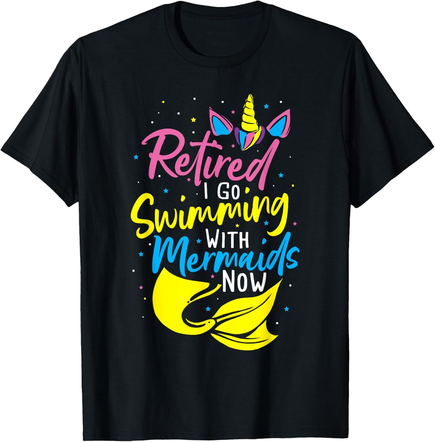 Retired Swimming With Mermaids Squad - Retirement Mermaid T-Shirt - T-Shirt | Black