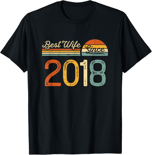 7th wedding anniversary - Best Wife Since 2018 7 years T-Shirt - T-Shirt | Black