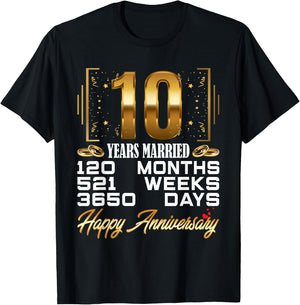 10 Years Married - Funny 10th Wedding Anniversary T-Shirt - T-Shirt | Black