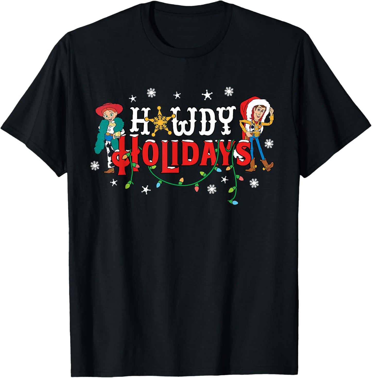 Disney and Pixar's Toy Story Howdy Holidays Woody & Jessie T-Shirt - T-Shirt | Black