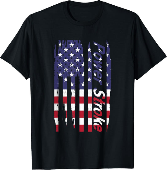 Power Stroke American Flag T-Shirt - T-Shirt | Black