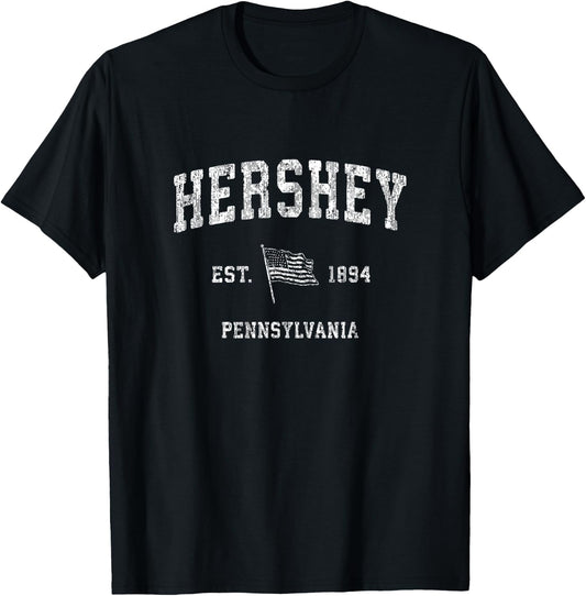 Hershey Pennsylvania PA Vintage US Flag Sports T-Shirt - T-Shirt | Black