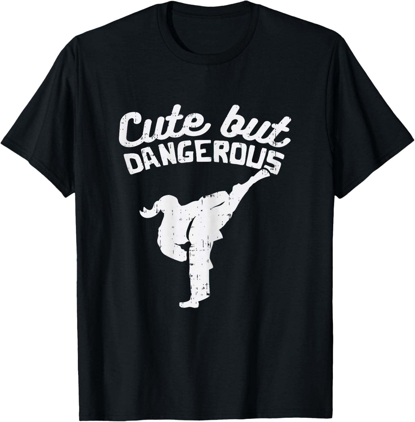 Cute But Dangerous Girl Ponytail Kick Karate Taekwondo Gift T-Shirt - T-Shirt | Black