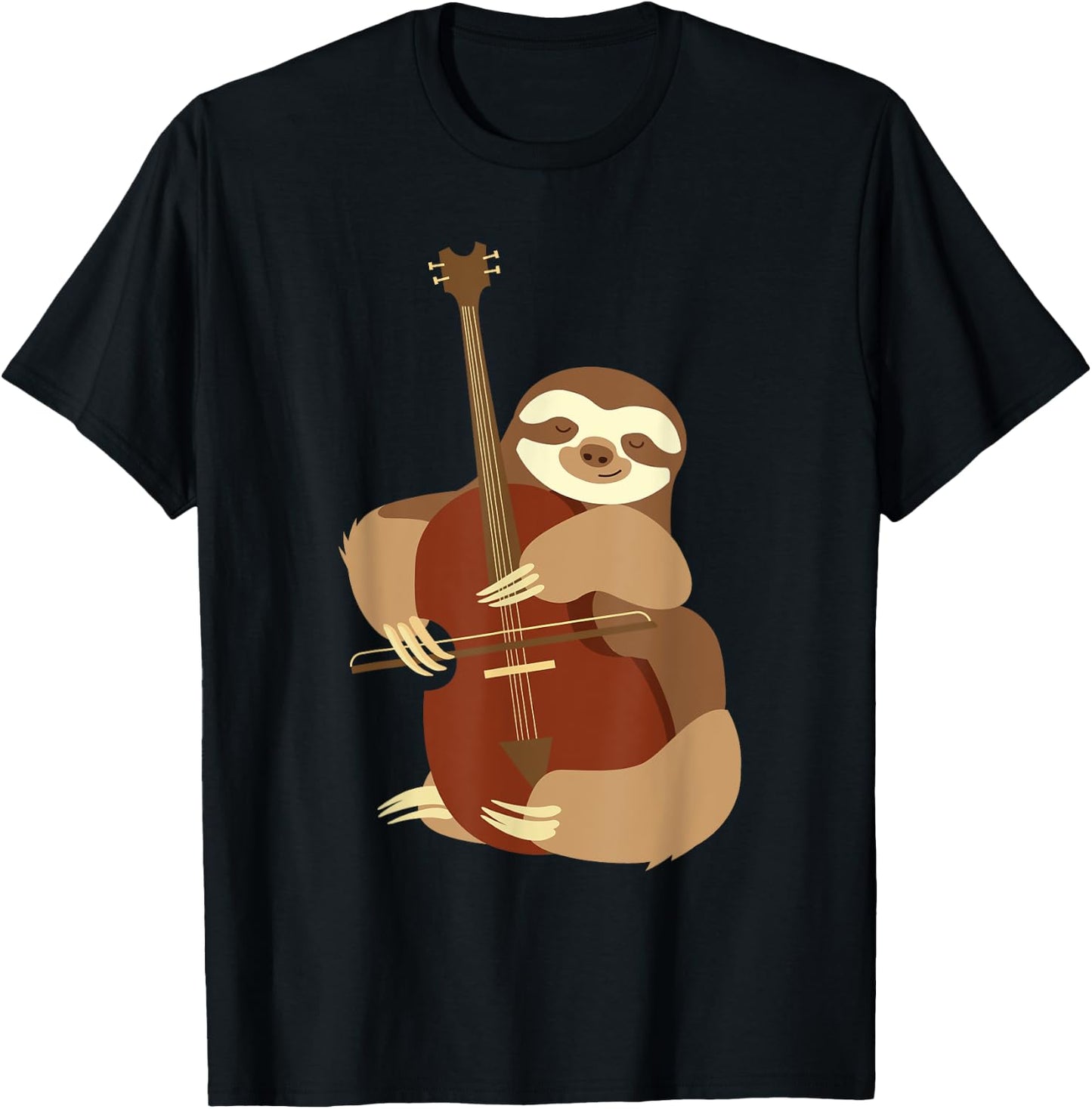 Sloth Cello Player Cellist Musician Classical Music T-Shirt - T-Shirt | Black