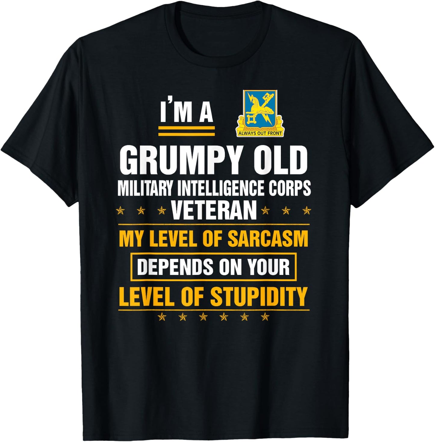 Grumpy Old Military Intelligence Corps Veteran Funny Xmas T-Shirt - T-Shirt | Black