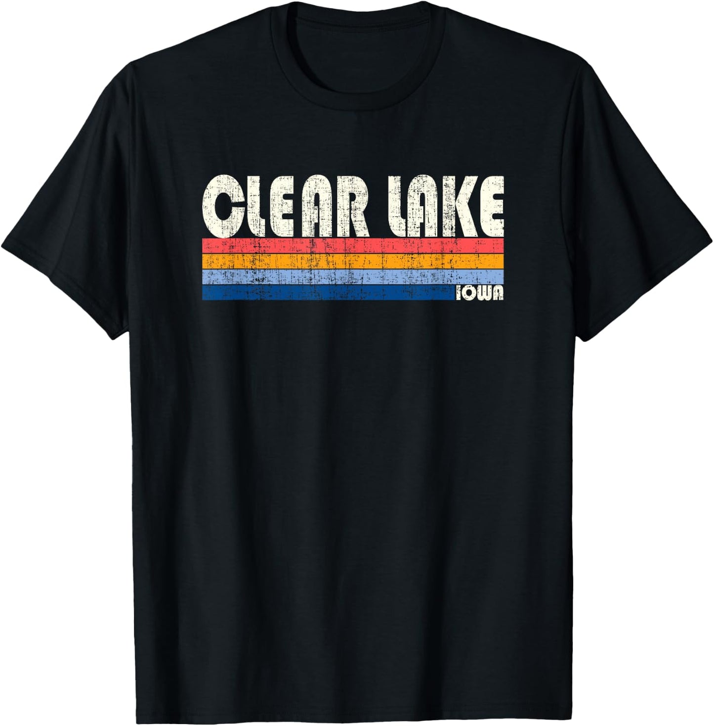 Retro Vintage 70s 80s Style Clear Lake, Iowa T-Shirt - T-Shirt | Black
