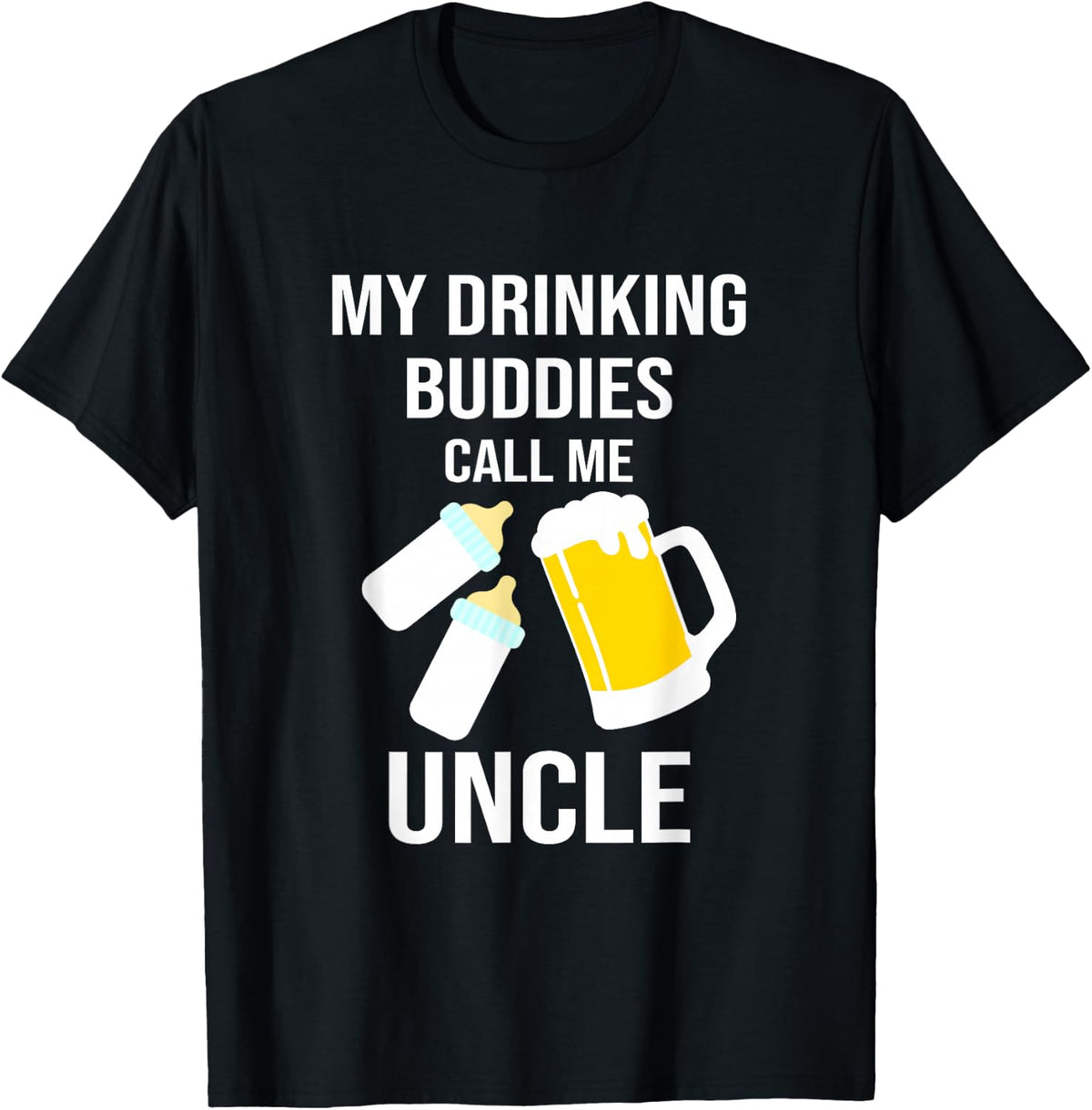 Uncle of Twins Drinking Buddies Twin Nephew Niece T-Shirt - T-Shirt | Black