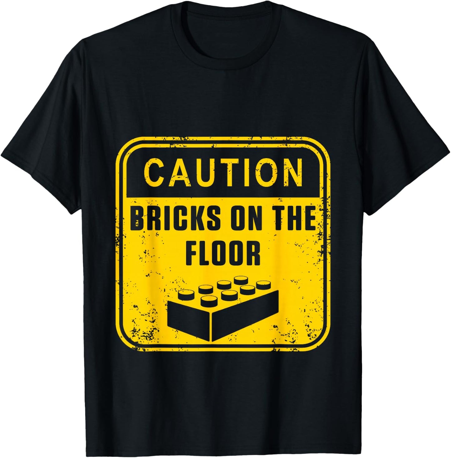 Caution Bricks On Floor Master Building Blocks T-Shirt - T-Shirt | Black