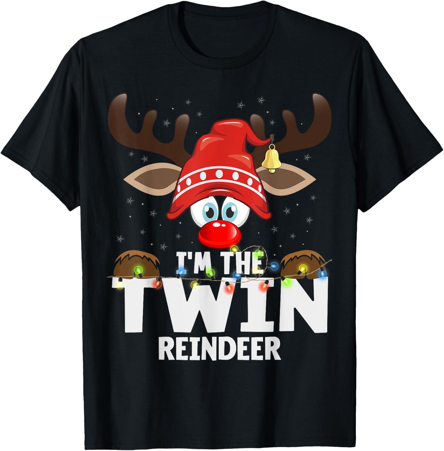 Christmas Matching I'm The Twin Reindeer T-Shirt - T-Shirt | Black