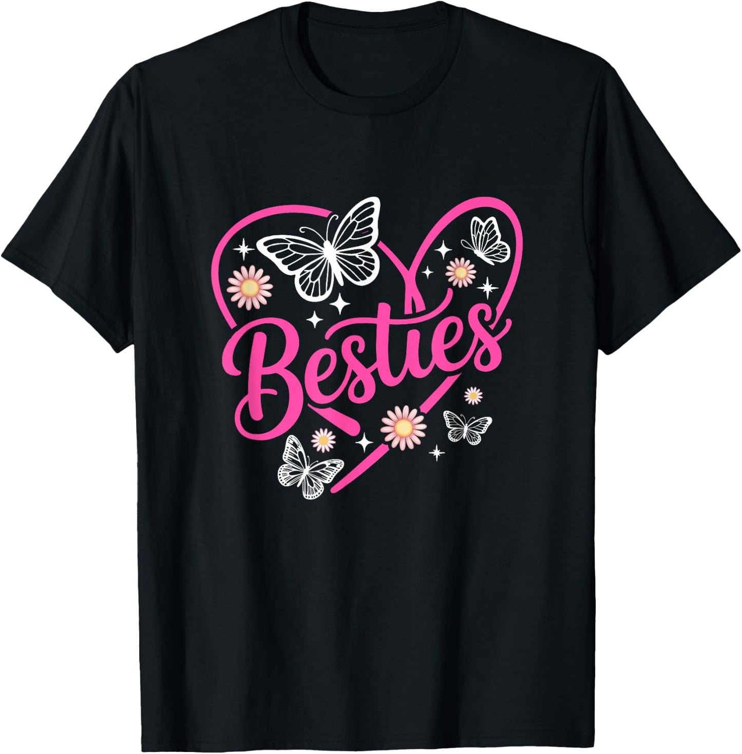 Besties Bff Bestfriends Heart Matching Girls Friends Bestie T-Shirt - T-Shirt | Black