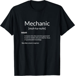 Mechanic Dictionary Definition Automotive Repair Tech T-Shirt - T-Shirt | Black