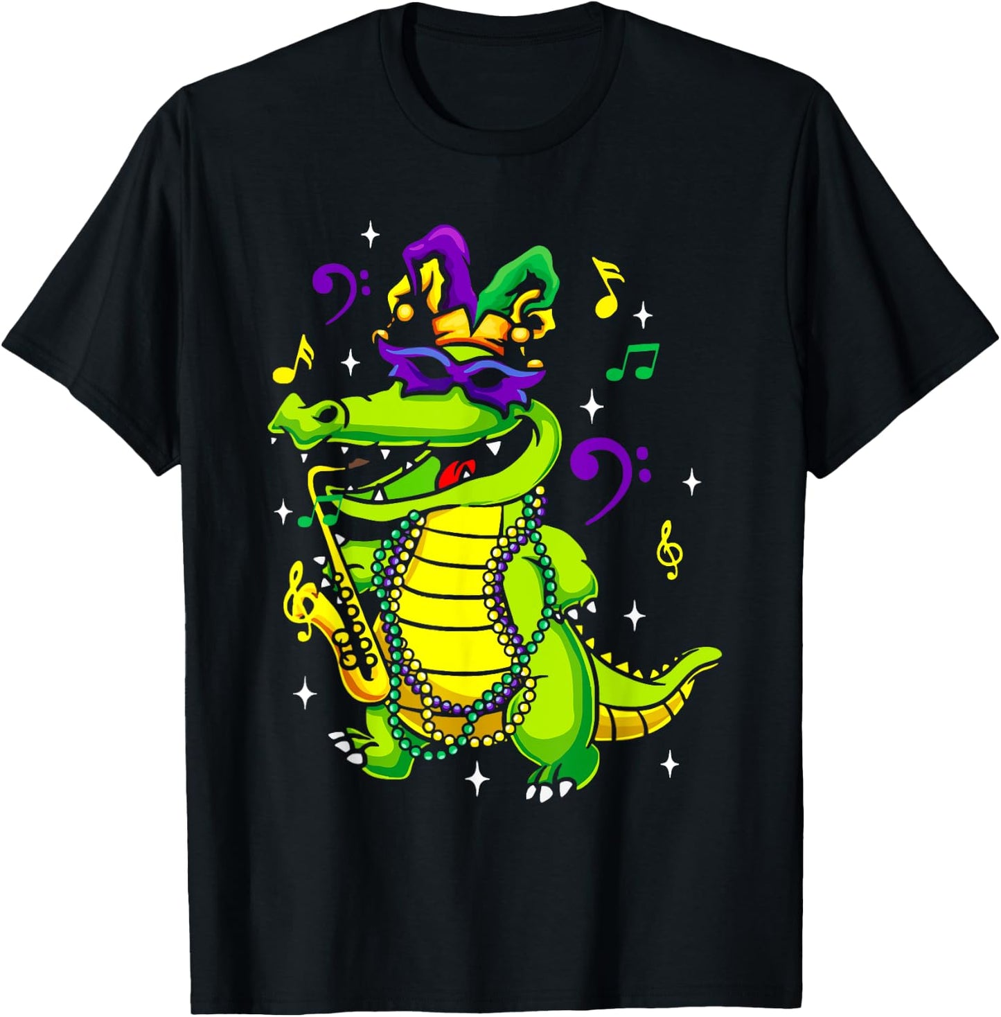 Cute Mardi Gras Alligator for Kids or Adults T-Shirt - T-Shirt | Black