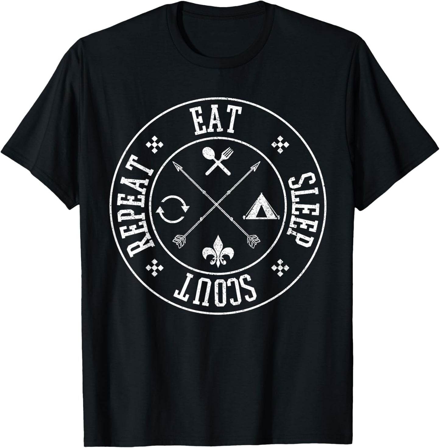 Eat Sleep Scout Repeat - Funny Outdoor Camping Nature Gift T-Shirt - T-Shirt | Black