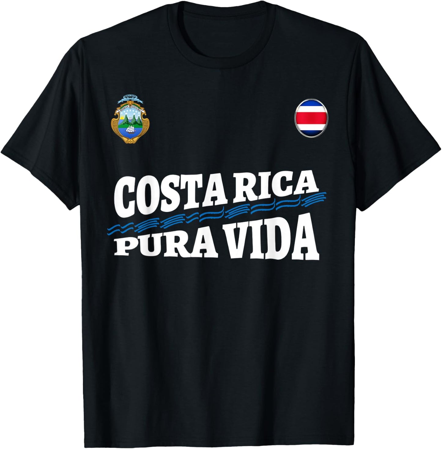 Costa Rica Pura Vida Shirt-Travel-Jersey Flag T Shirt T-Shirt - T-Shirt | Black