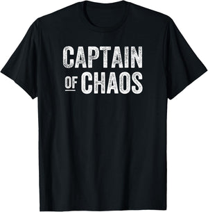 Captain of Chaos Funny Dad Shirt Men Teacher T-Shirt - T-Shirt | Black