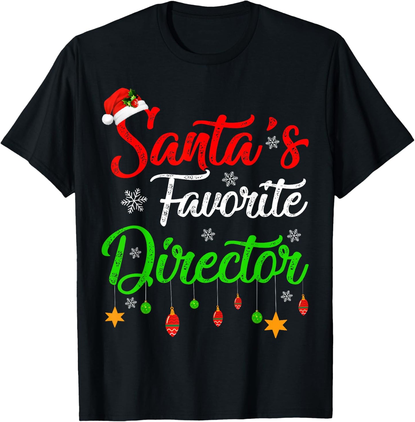 Funny Xmas Santa's Favorite Director Christmas T-Shirt - T-Shirt | Black