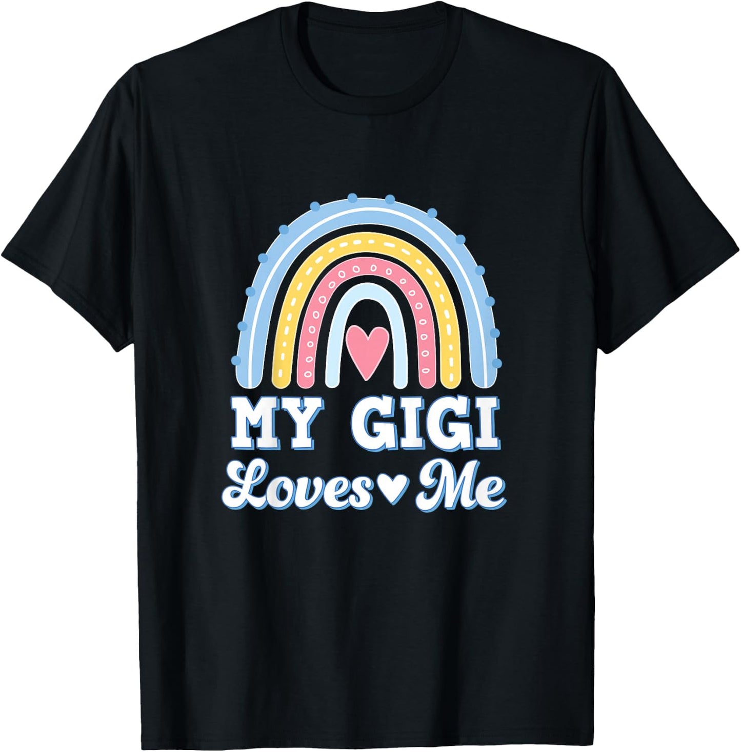 Kids My Gigi Loves Me Granddaughter Retro Rainbow T-Shirt - T-Shirt | Black
