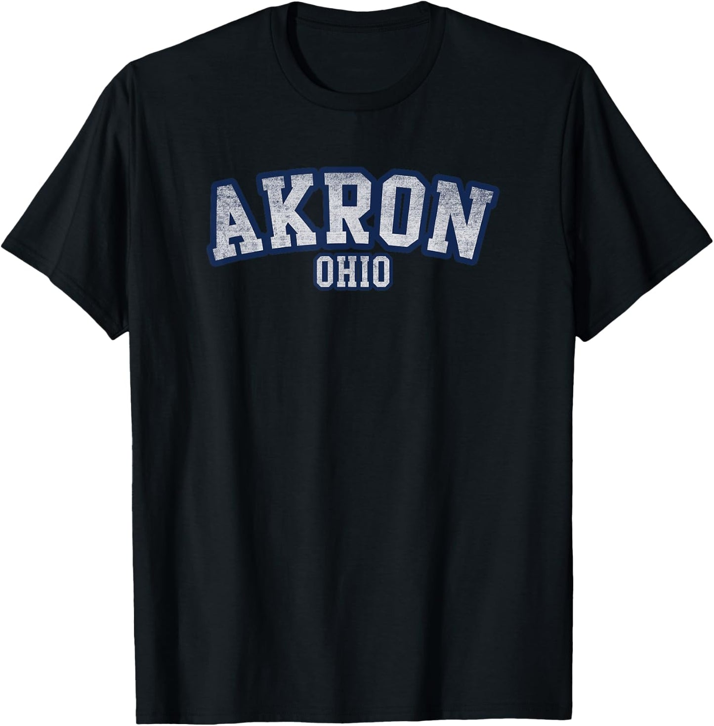 Akron Ohio Athletic Text Sport Style T-Shirt - T-Shirt | Black