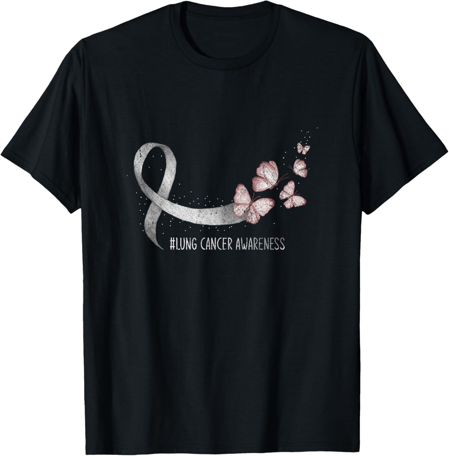 Pretty White Ribbon Support Lung Cancer Awareness T-Shirt - T-Shirt | Black