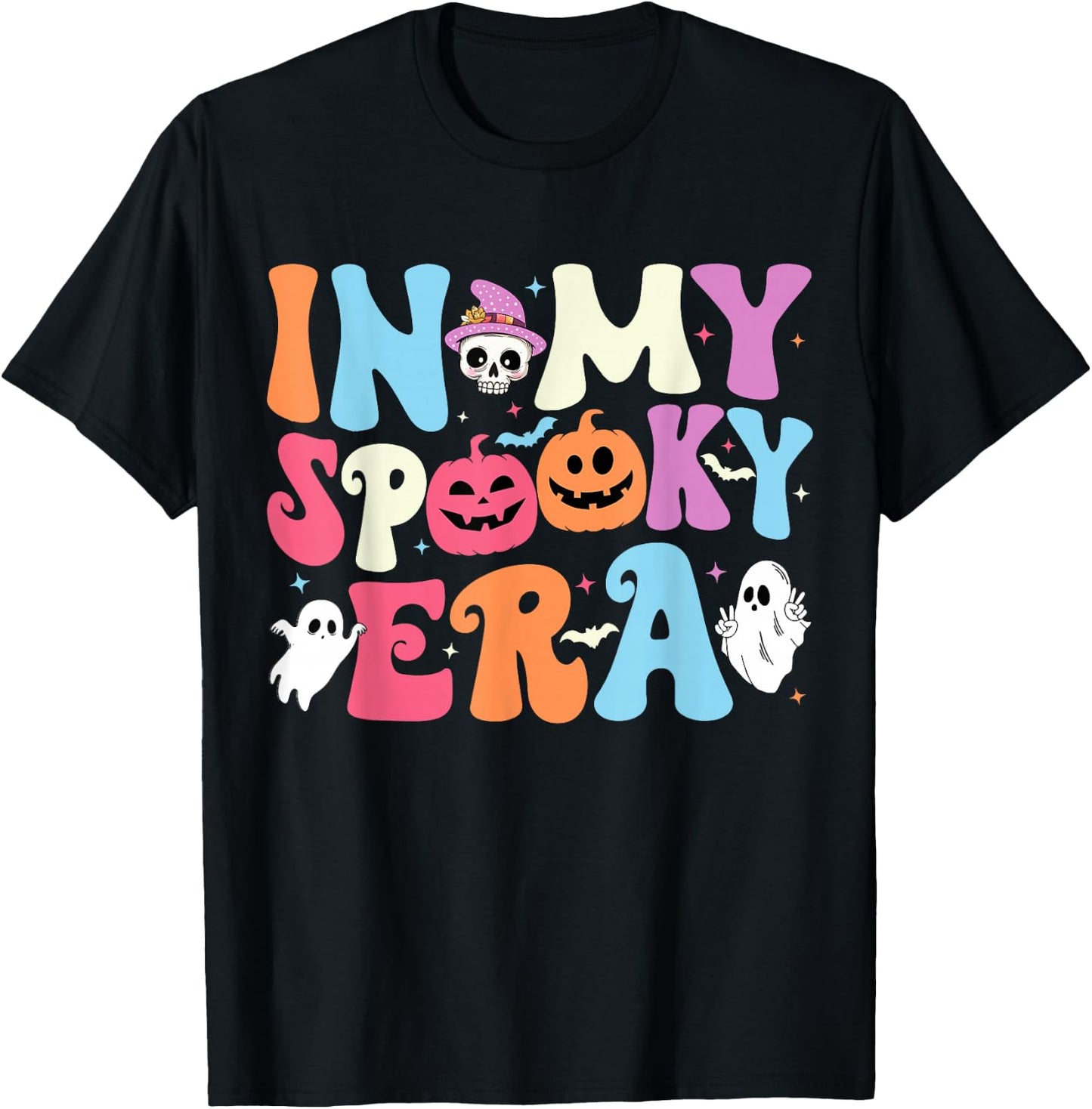 Halloween In My Spooky Era Halloween Ghost Groovy Halloween T-Shirt - T-Shirt | Black