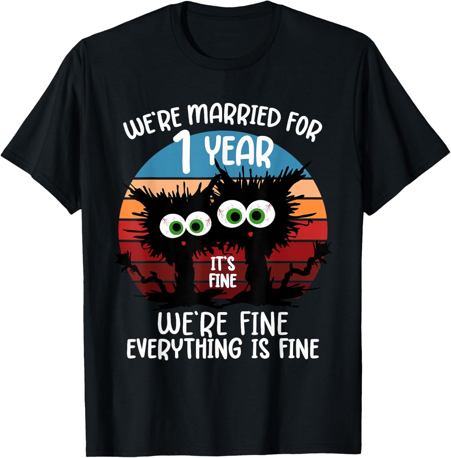 Paper Wedding We're Married for 1 Year T-Shirt - T-Shirt | Black