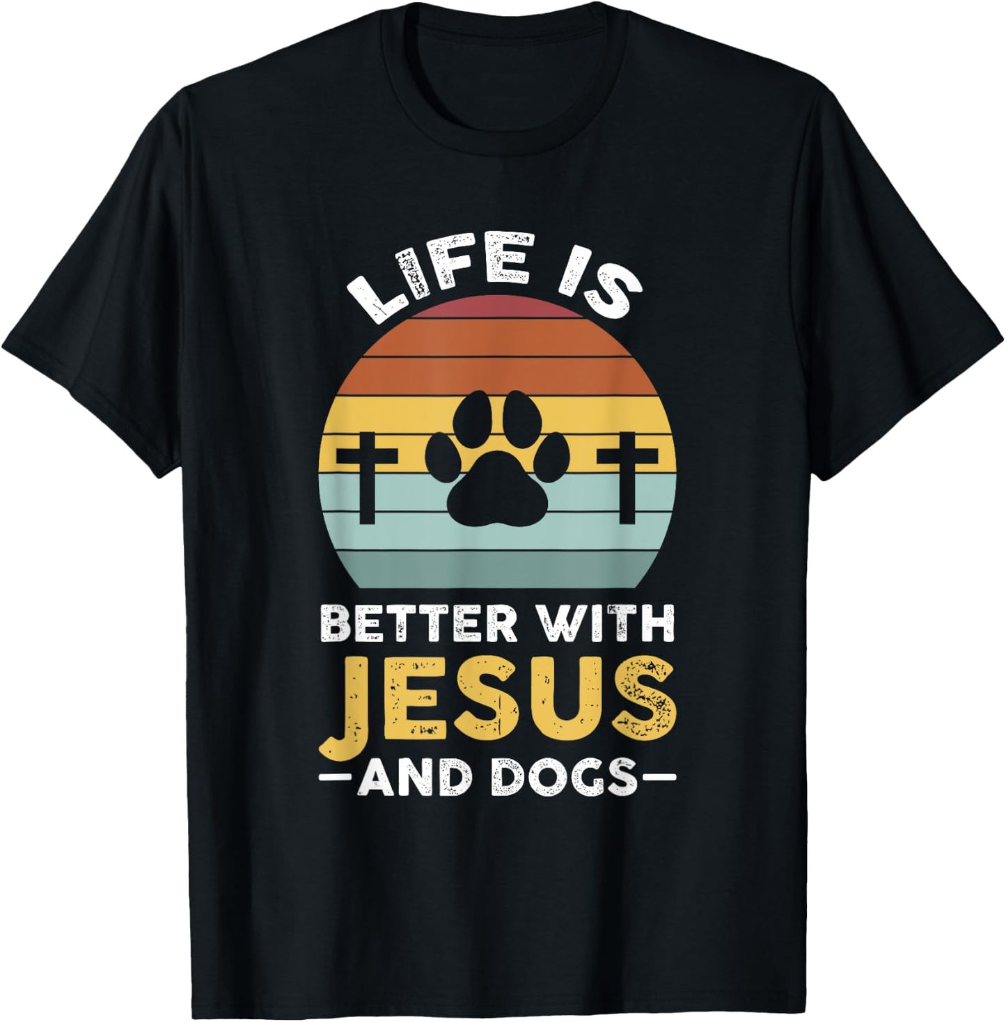 Life is better with Jesus and dogs Jesus T-Shirt - T-Shirt | Black