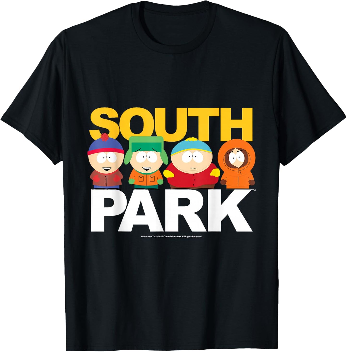 South Park Gang on top of logo T-Shirt - T-Shirt | Black