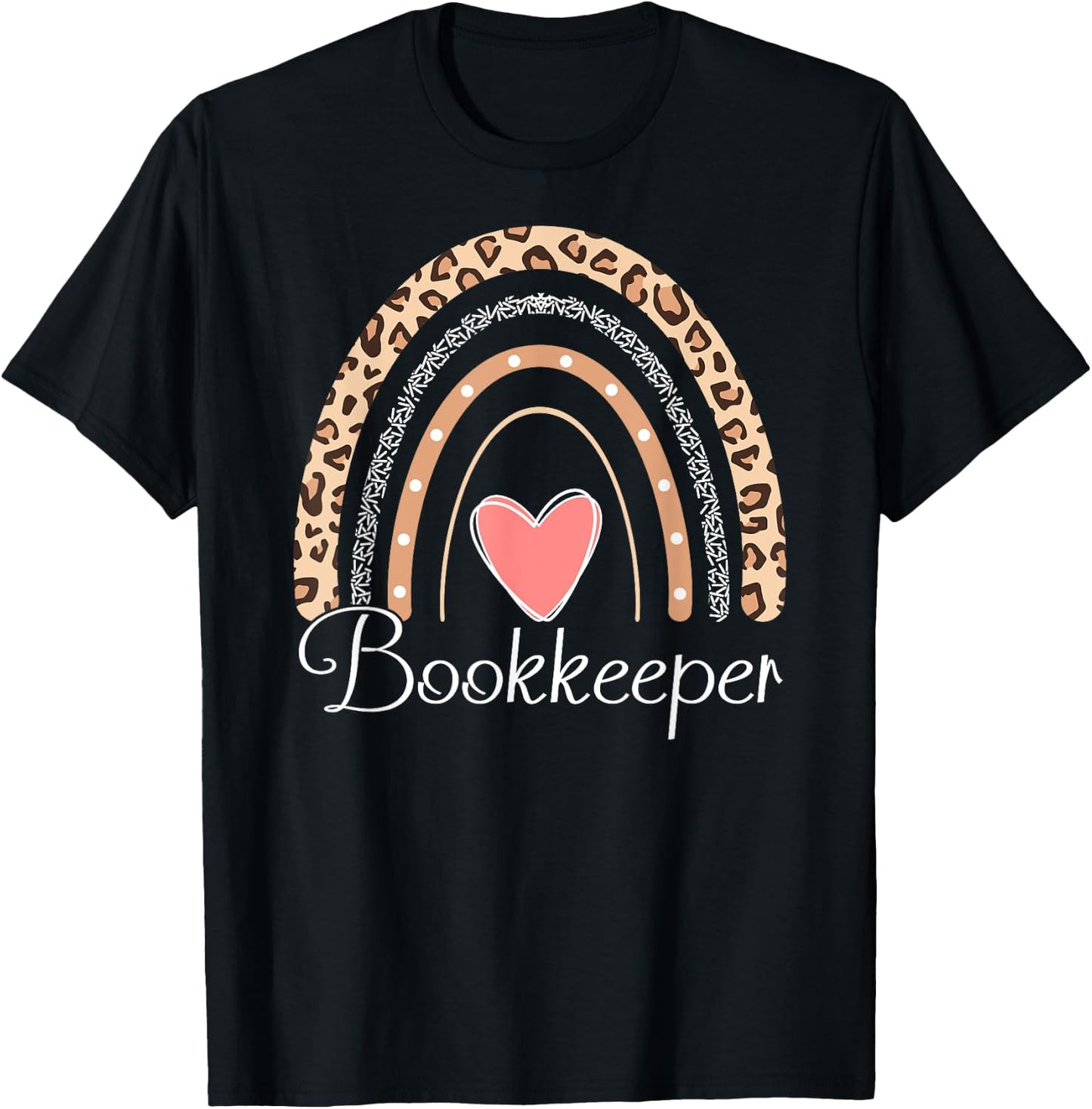 Bookkeeper Boho Rainbow Funny School Bookkeeper T-Shirt - T-Shirt | Black