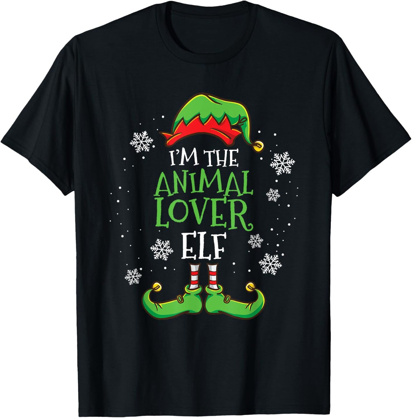 Im The Animal Lover Elf Christmas T-Shirt - T-Shirt | Black