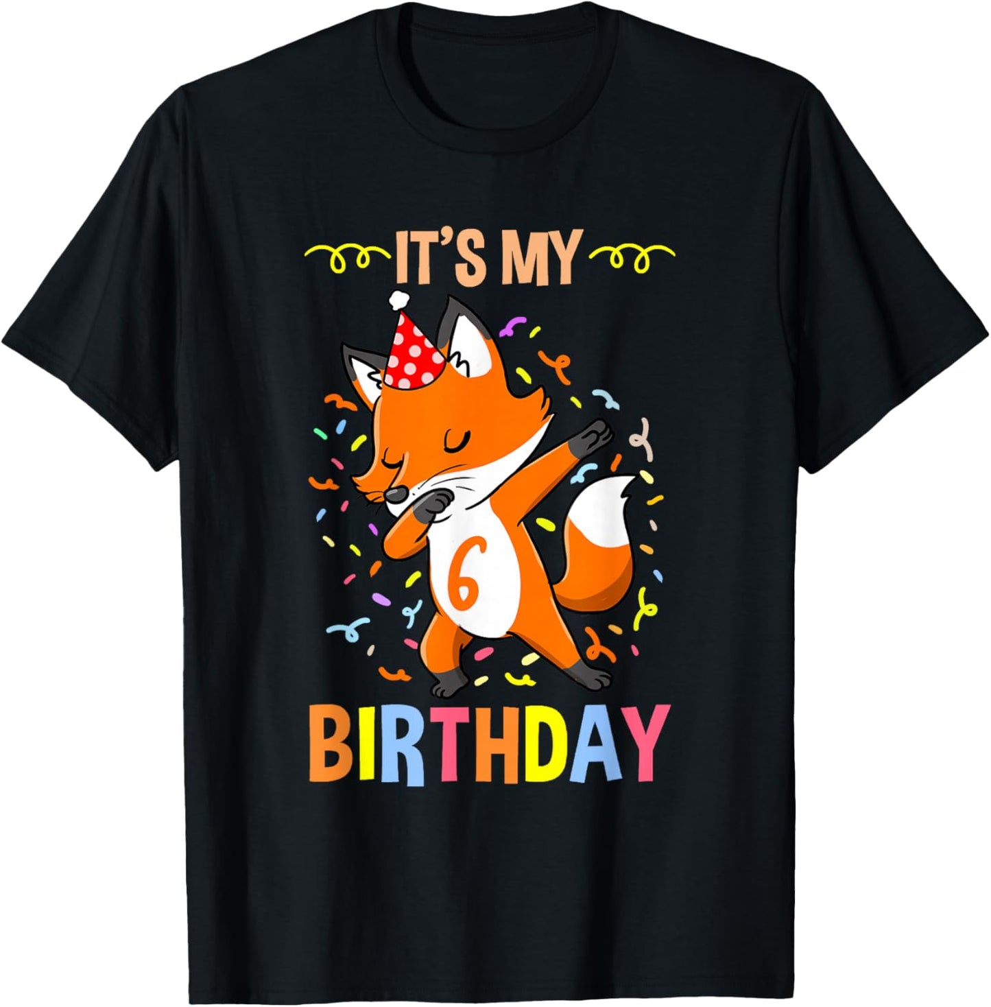 Its My 6th Birthday Fox T-Shirt - T-Shirt | Black