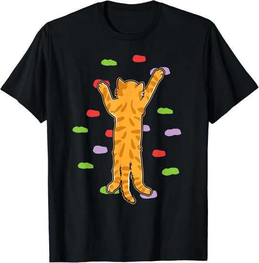 Funny Cute Bouldering Rock Climbing Cat T-Shirt - T-Shirt | Black