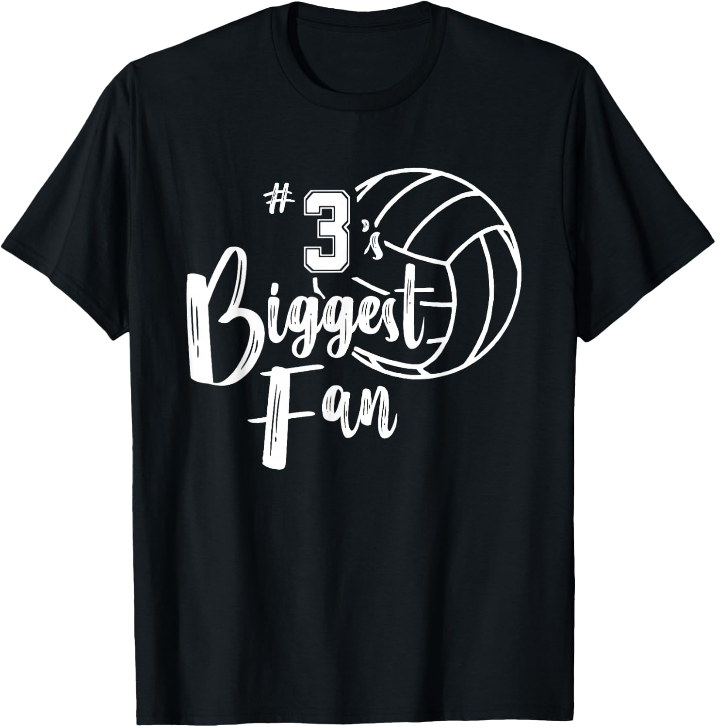 Three 3's Biggest Fan Shirt Volleyball Mom Volleyball Dad T-Shirt - T-Shirt | Black