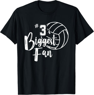 Three 3's Biggest Fan Shirt Volleyball Mom Volleyball Dad T-Shirt - T-Shirt | Black
