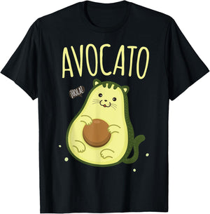 Cute Avocato Avocado Cat Kawaii T-Shirt - T-Shirt | Black