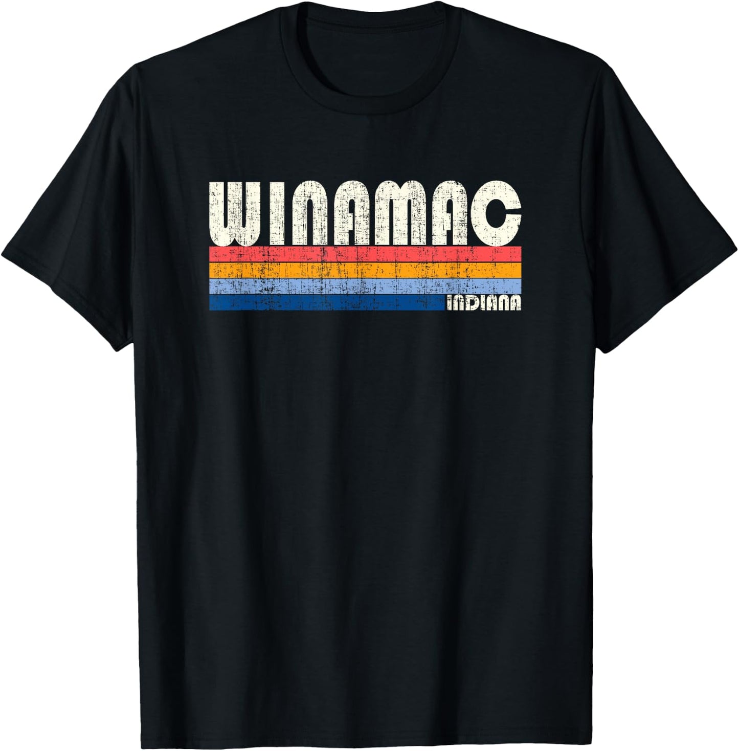 Retro Vintage 70s 80s Style Winamac, Indiana T-Shirt - T-Shirt | Black