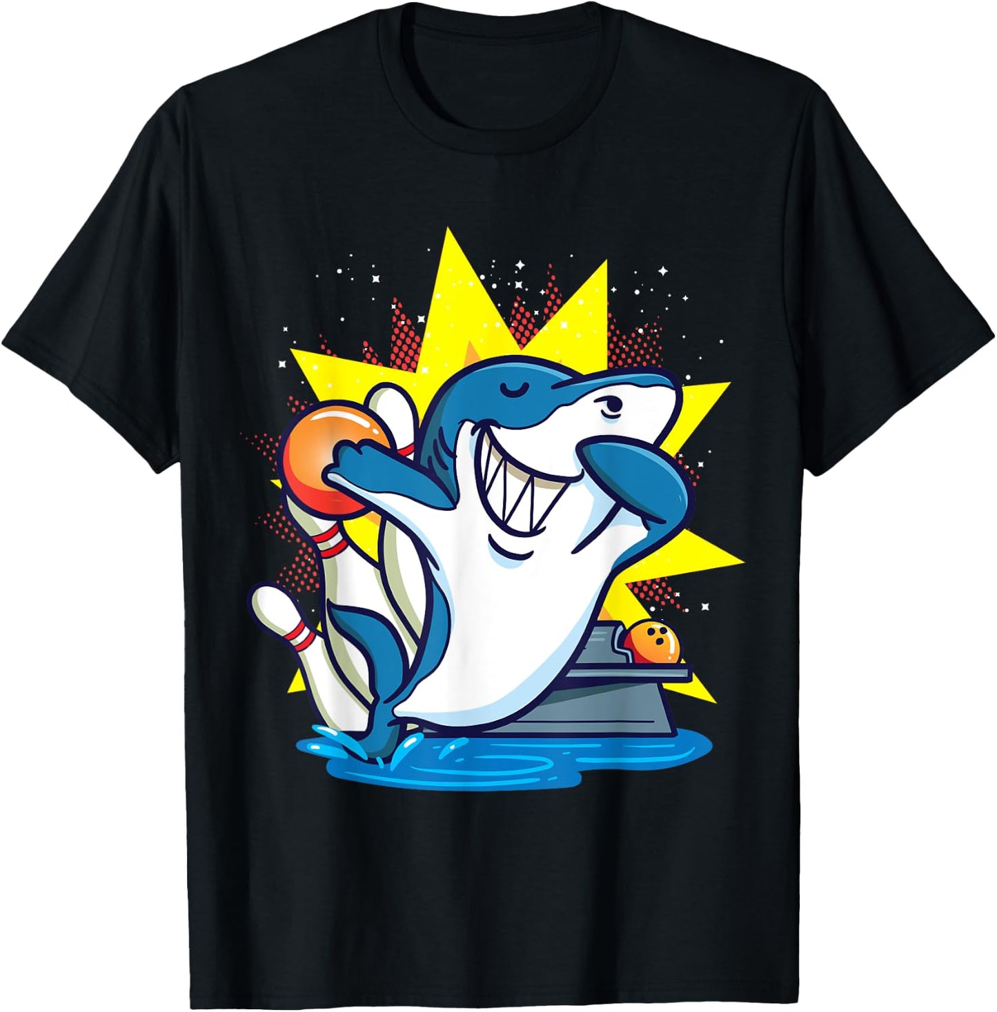 Shark Bowling Kids Shirt Animals Chemise Party Gift T-Shirt - T-Shirt | Black