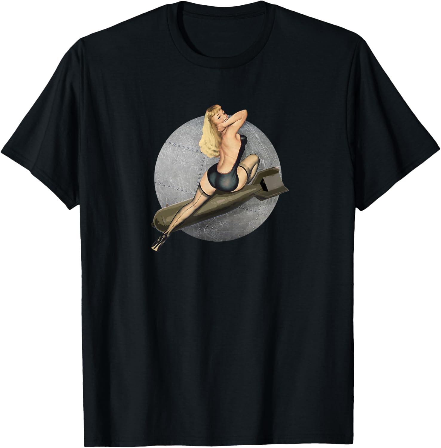 Pinup Bombs Away WW2 Retro Poster T-Shirt - T-Shirt | Black