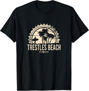 Trestles Beach California Retro Surf Vintage Sunset Palms Men Women Kids T-Shirt - T-Shirt | Black