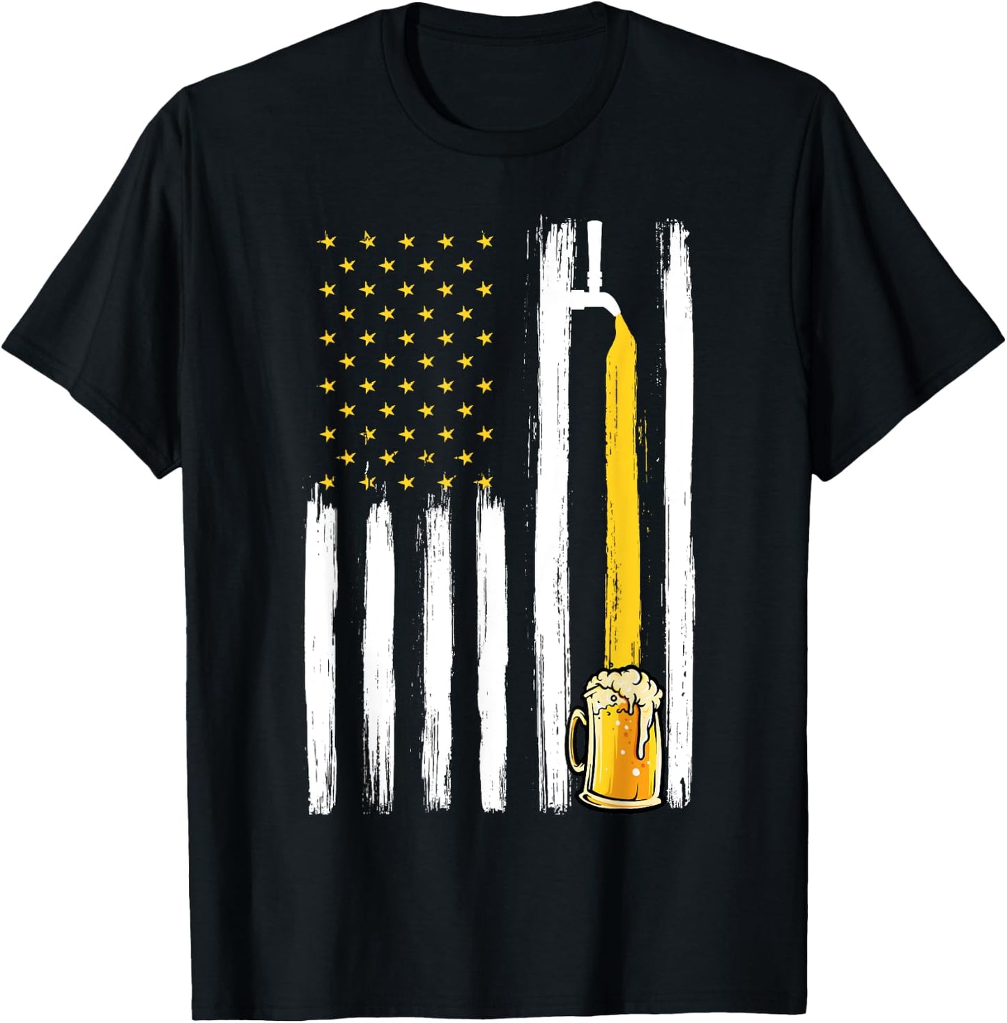 Craft Beer American Flag USA 4th Of July Brewery America Women Men T-Shirt - T-Shirt | Black