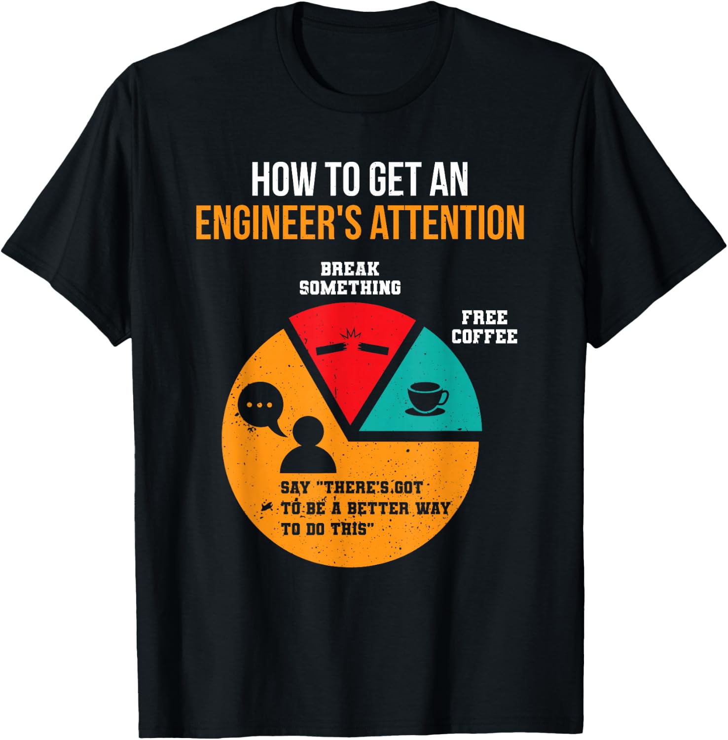 How To Get Engineer's Attention Pie Chart Funny Engineer T-Shirt - T-Shirt | Black