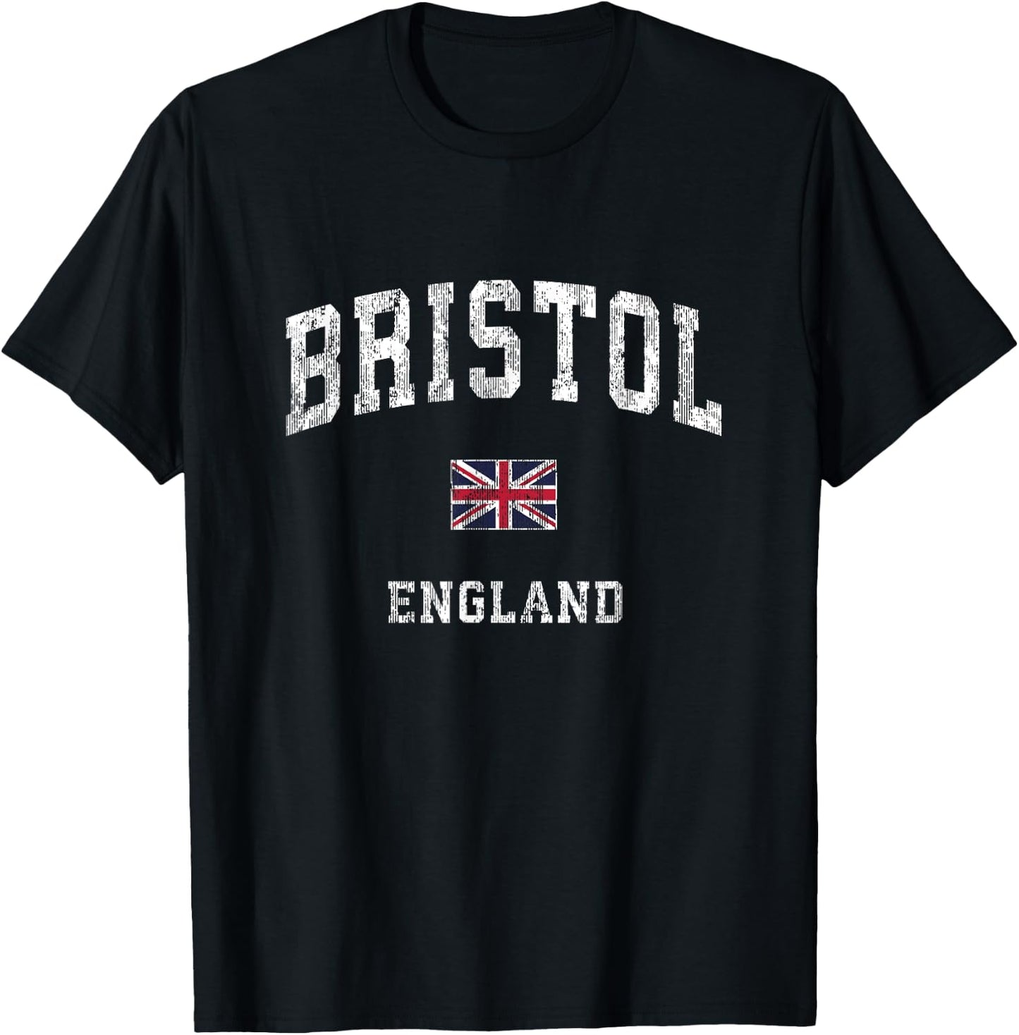 Bristol England Vintage Athletic Sports Design T-Shirt - T-Shirt | Black
