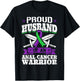 Proud Husband Of Anal Cancer Warrior Tumor Awareness Ribbon T-Shirt - T-Shirt | Black