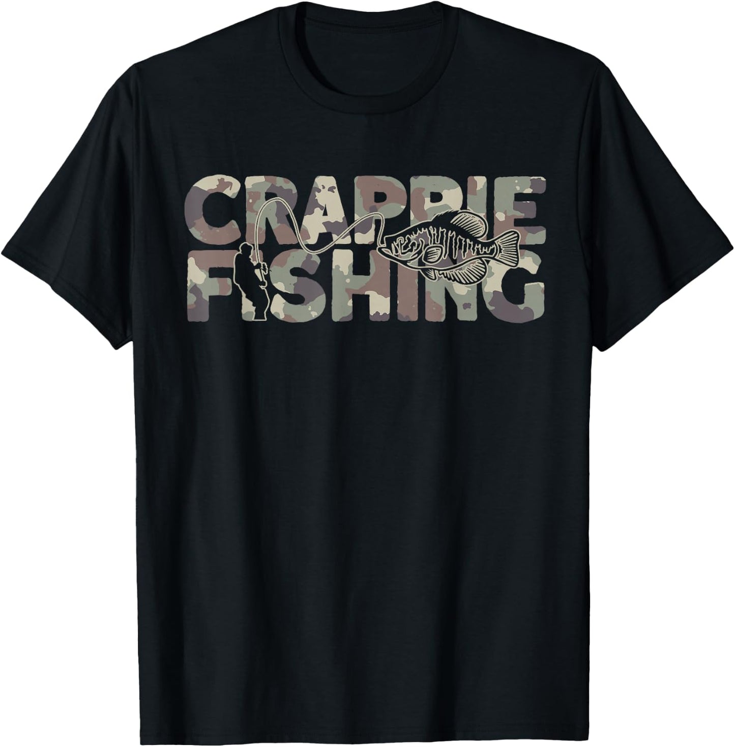 Crappie Fisherman Camouflage Crappie Fishing T-Shirt - T-Shirt | Black